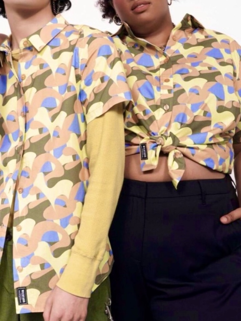 WildFang Size Small Abstract Camo Button-Up Shirt - Multicolor